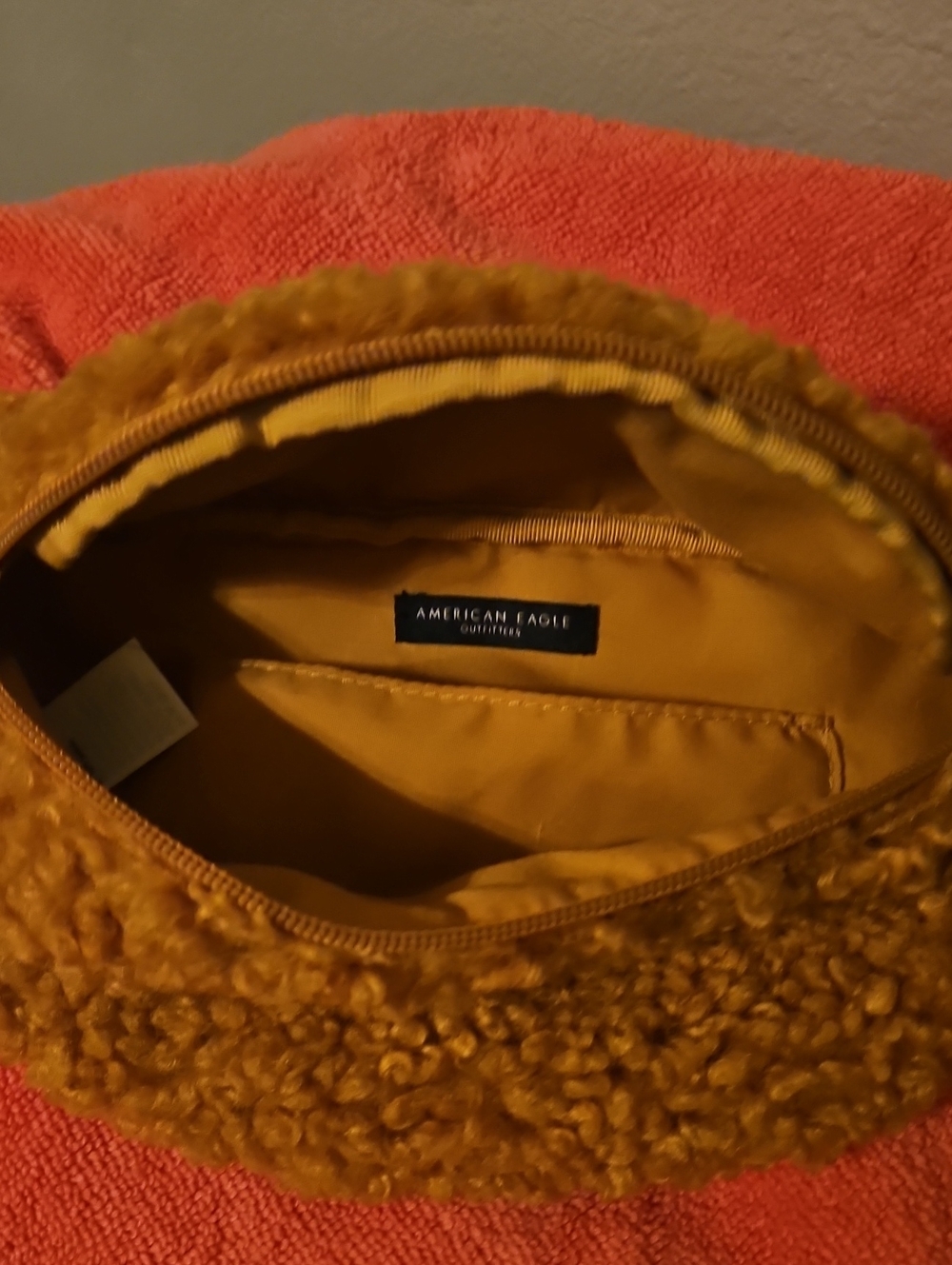 American Eagle Outfitters Mustard Yellow Faux Shearling Crossbody Bag